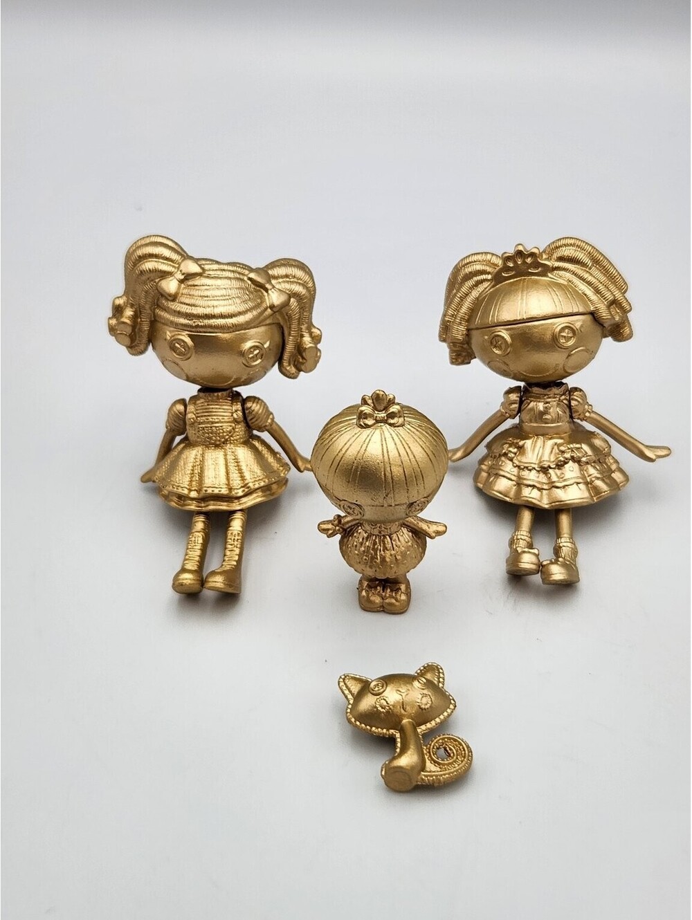 Lalaloopsy Gold Edition Mini Figures Lot of 3 Dolls & Cat Pet MGA Collectible Q6